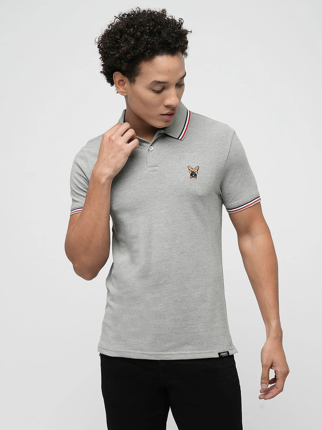 PRODUKT by JACK&JONES Grey Contrast Tipping Polo - Image 2