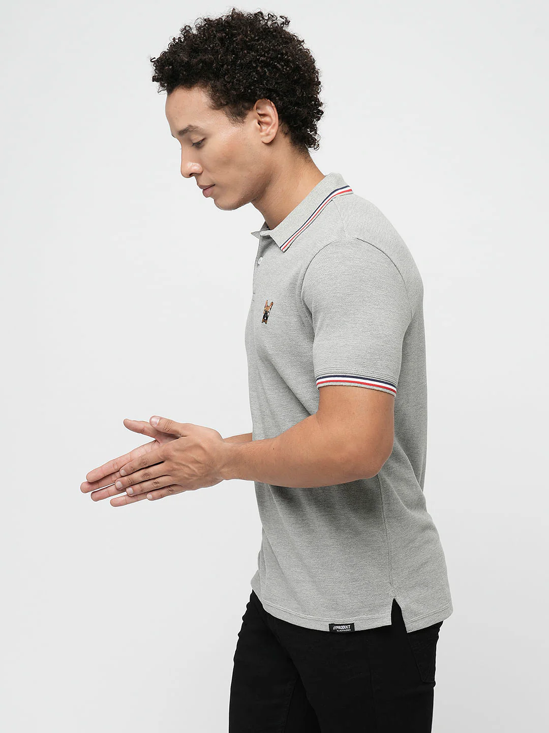 PRODUKT by JACK&JONES Grey Contrast Tipping Polo - Image 3