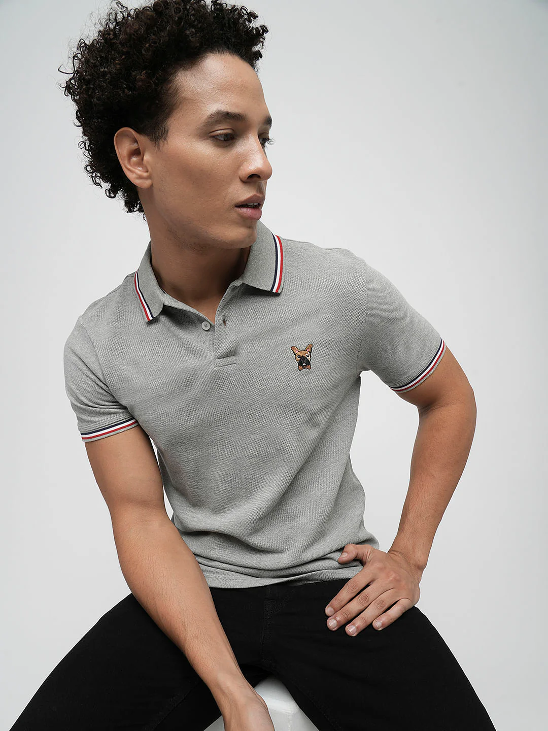 PRODUKT by JACK&JONES Grey Contrast Tipping Polo - Image 6