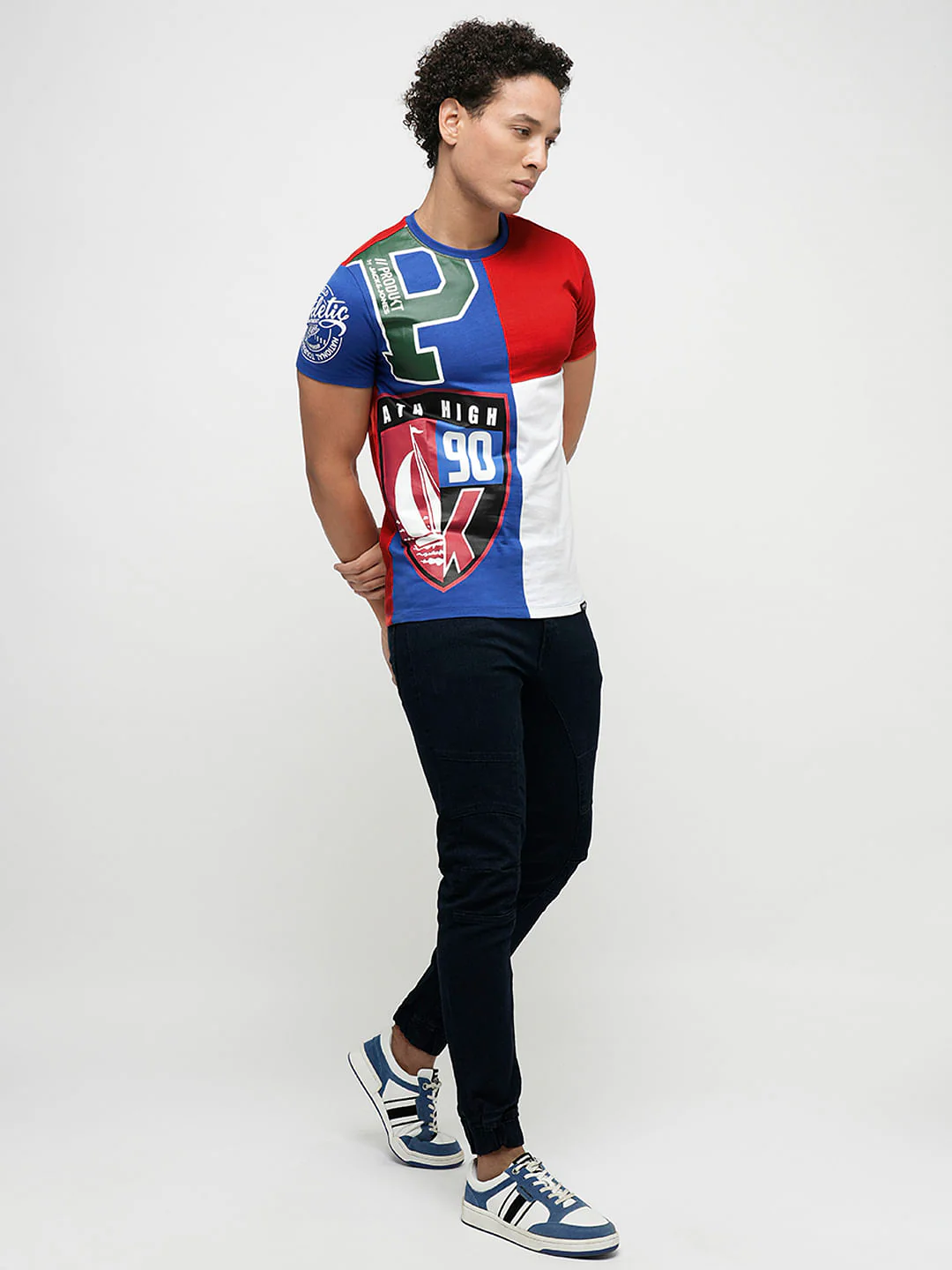PRODUKT by JACK&JONES Red Colourblocked Crew Neck T-shirt - Image 5