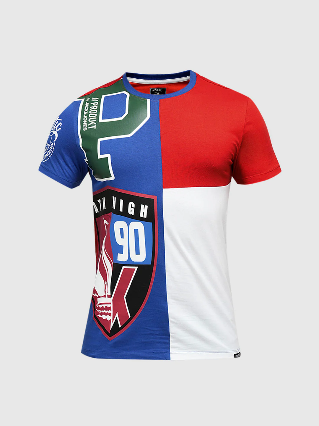 PRODUKT by JACK&JONES Red Colourblocked Crew Neck T-shirt - Image 7