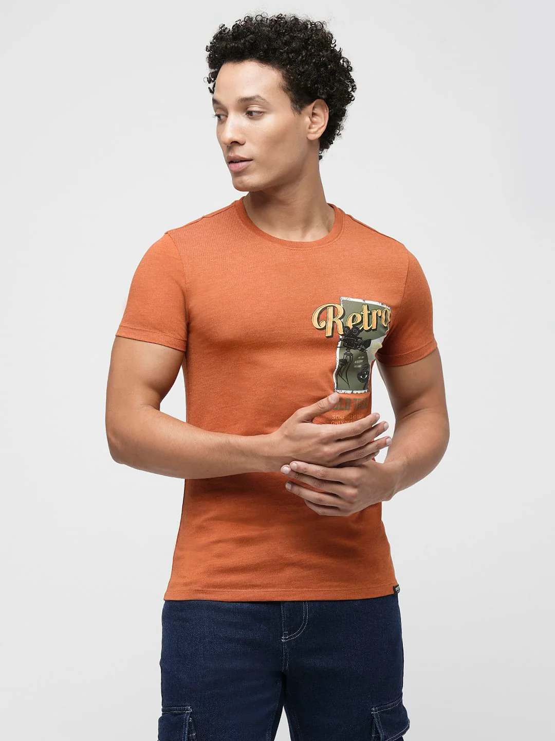 PRODUKT by JACK&JONES Brown Printed Crew Neck T-shirt - Image 2