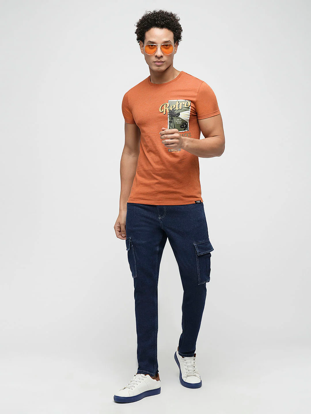 PRODUKT by JACK&JONES Brown Printed Crew Neck T-shirt - Image 5