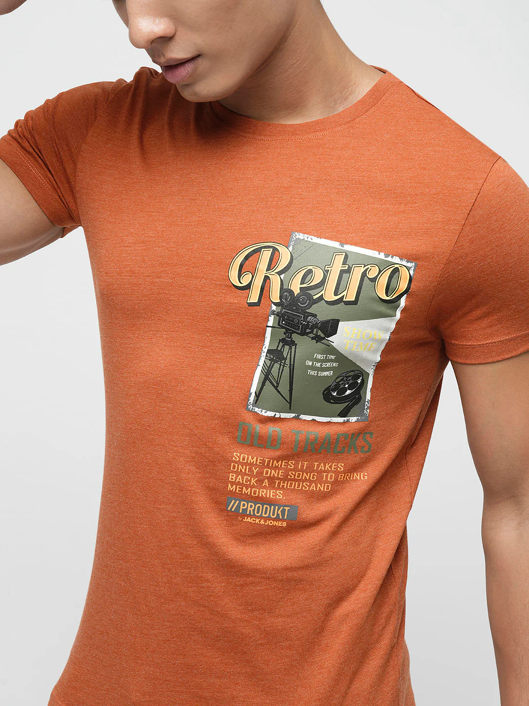 PRODUKT by JACK&JONES Brown Printed Crew Neck T-shirt - Image 6