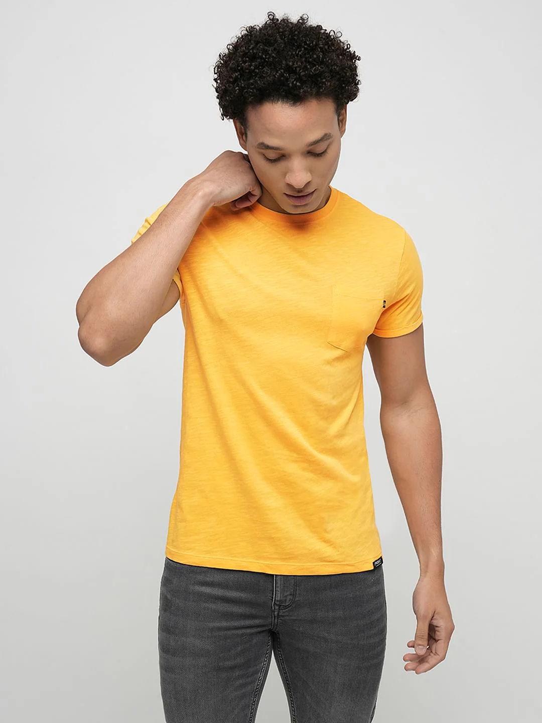 PRODUKT by JACK&JONES Yellow Chest Pocket Crew Neck T-shirt - Image 2