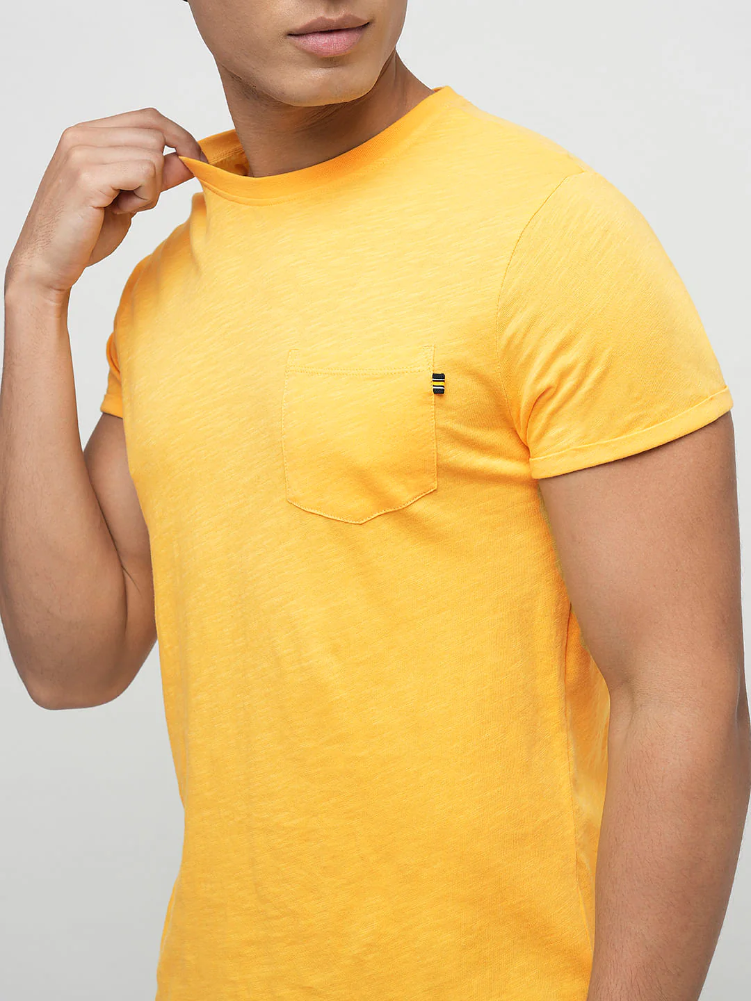 PRODUKT by JACK&JONES Yellow Chest Pocket Crew Neck T-shirt - Image 6