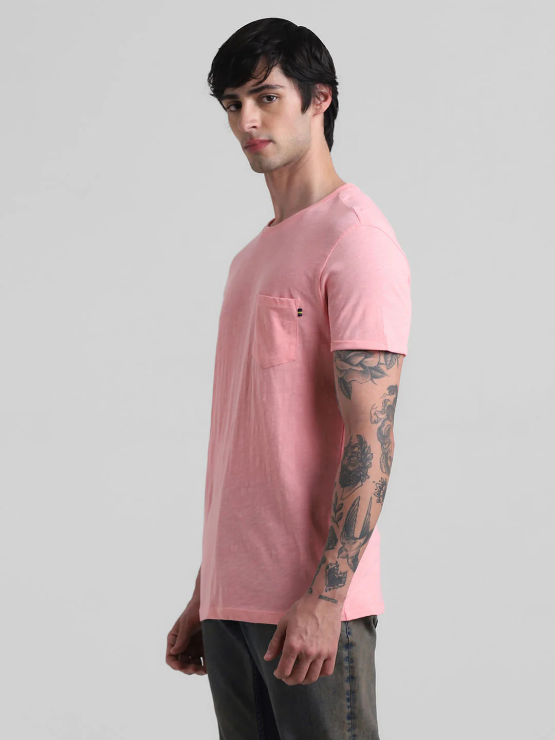 PRODUKT by JACK&JONES Pink Cotton Crew Neck T-shirt - Image 3