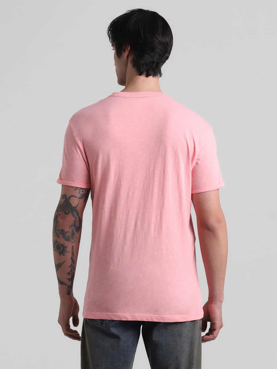 PRODUKT by JACK&JONES Pink Cotton Crew Neck T-shirt - Image 4