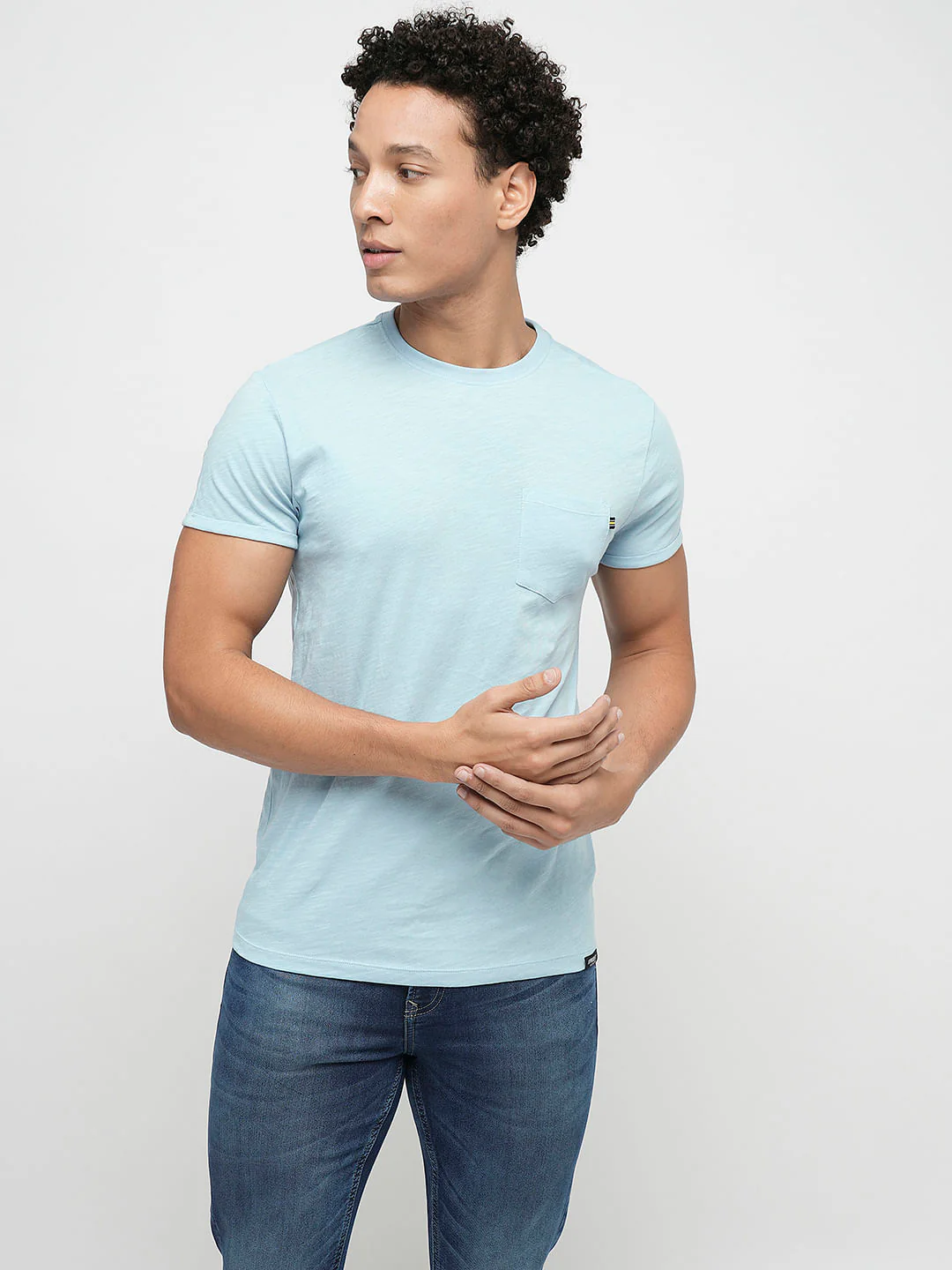 PRODUKT by JACK&JONES Light Blue Cotton Crew Neck T-shirt - Image 2