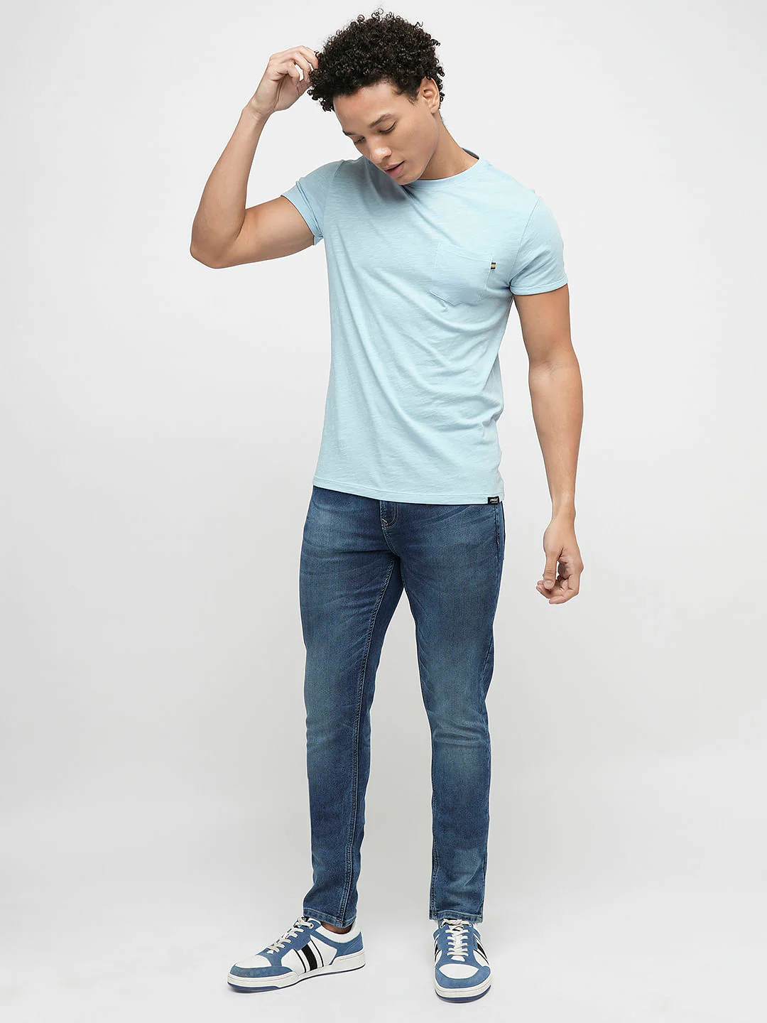 PRODUKT by JACK&JONES Light Blue Cotton Crew Neck T-shirt - Image 5