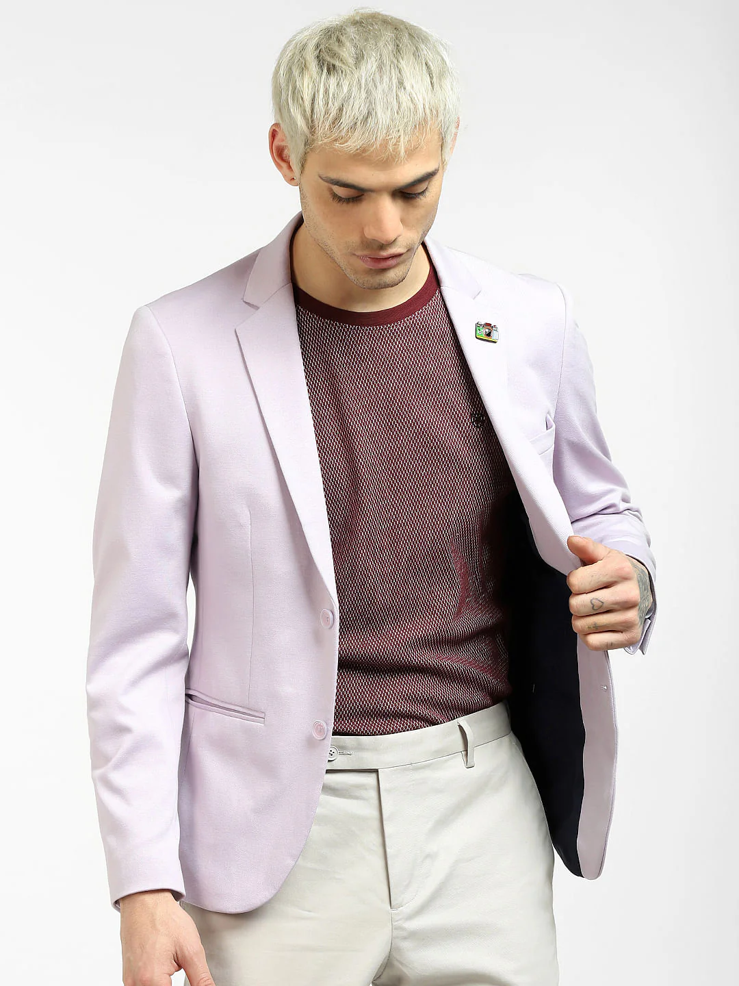 Lilac Knit Blazer - Image 2
