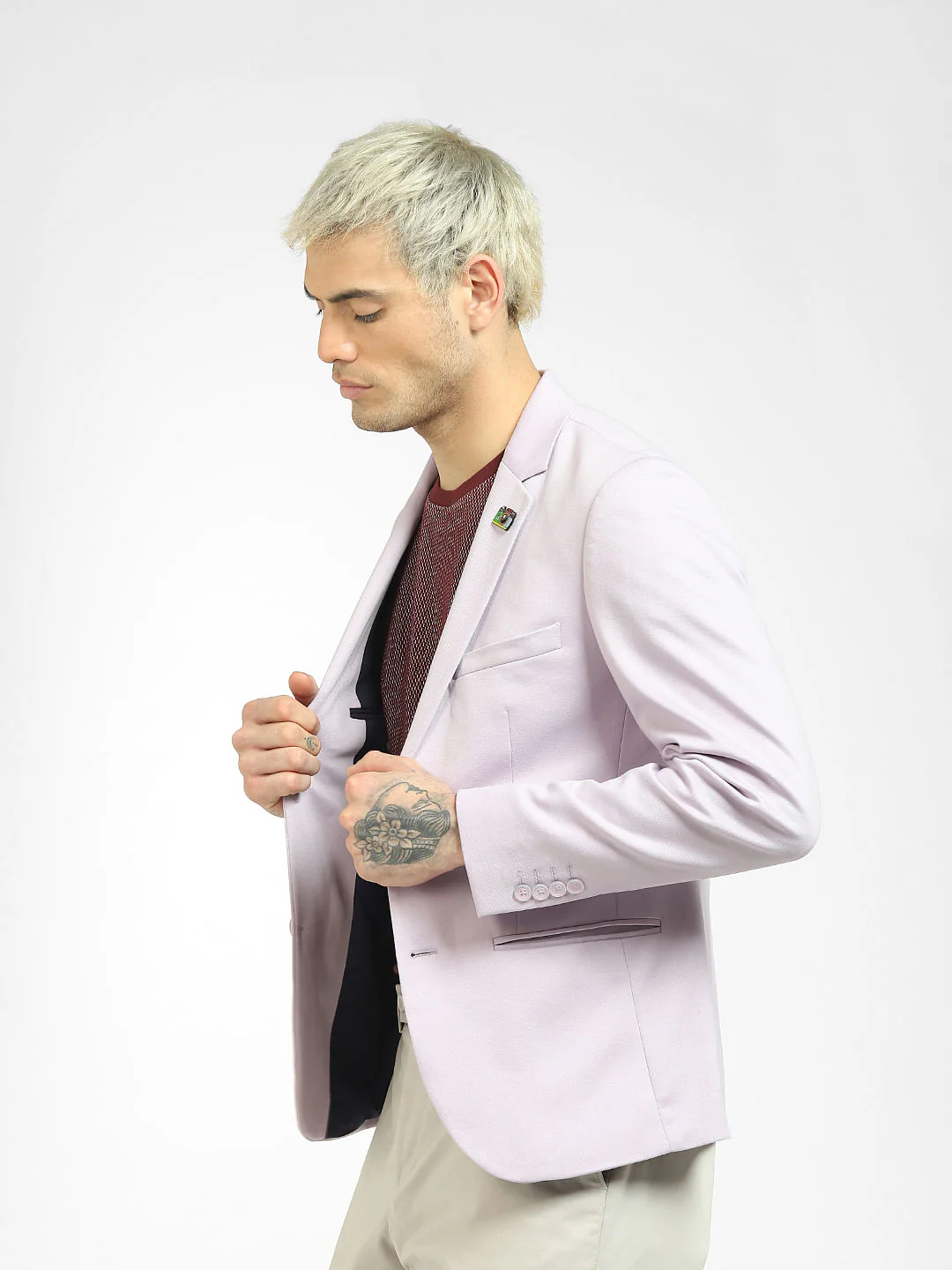 Lilac Knit Blazer - Image 3