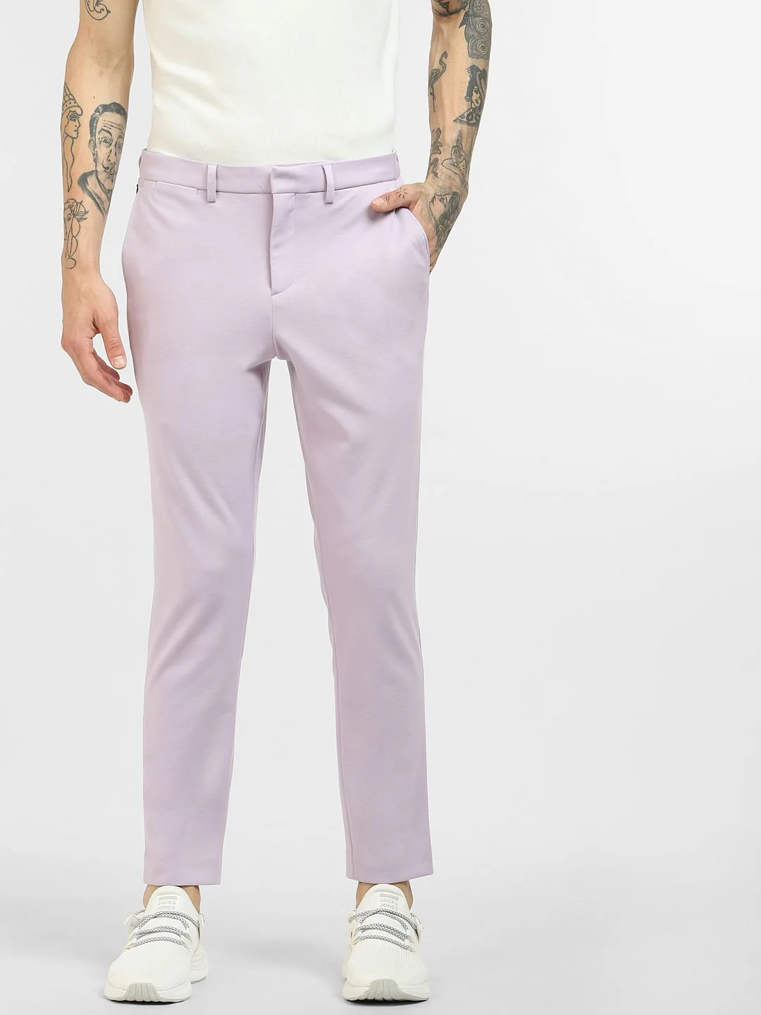 Lilac Mid Rise Knit Trousers - Image 2