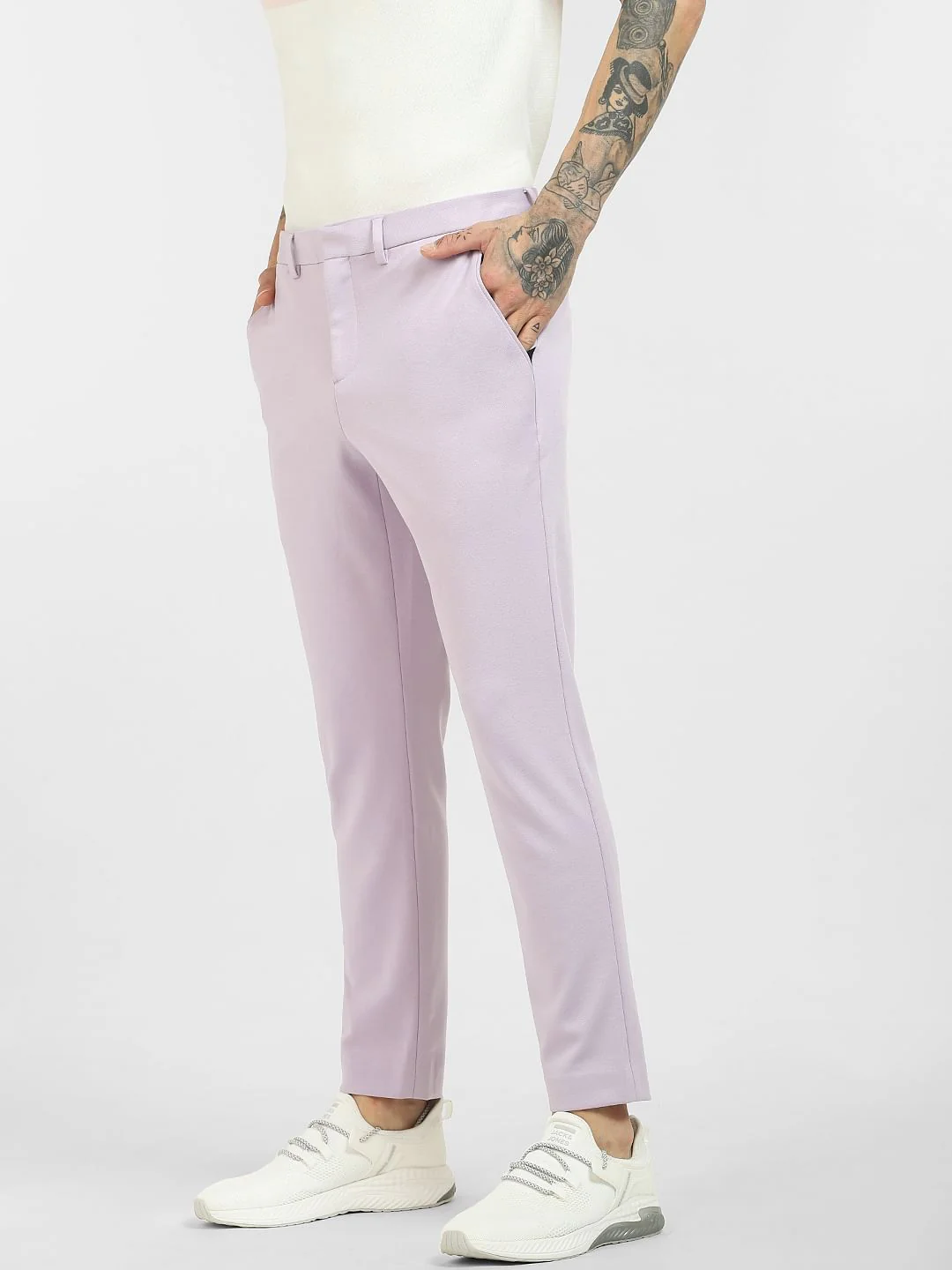 Lilac Mid Rise Knit Trousers - Image 3