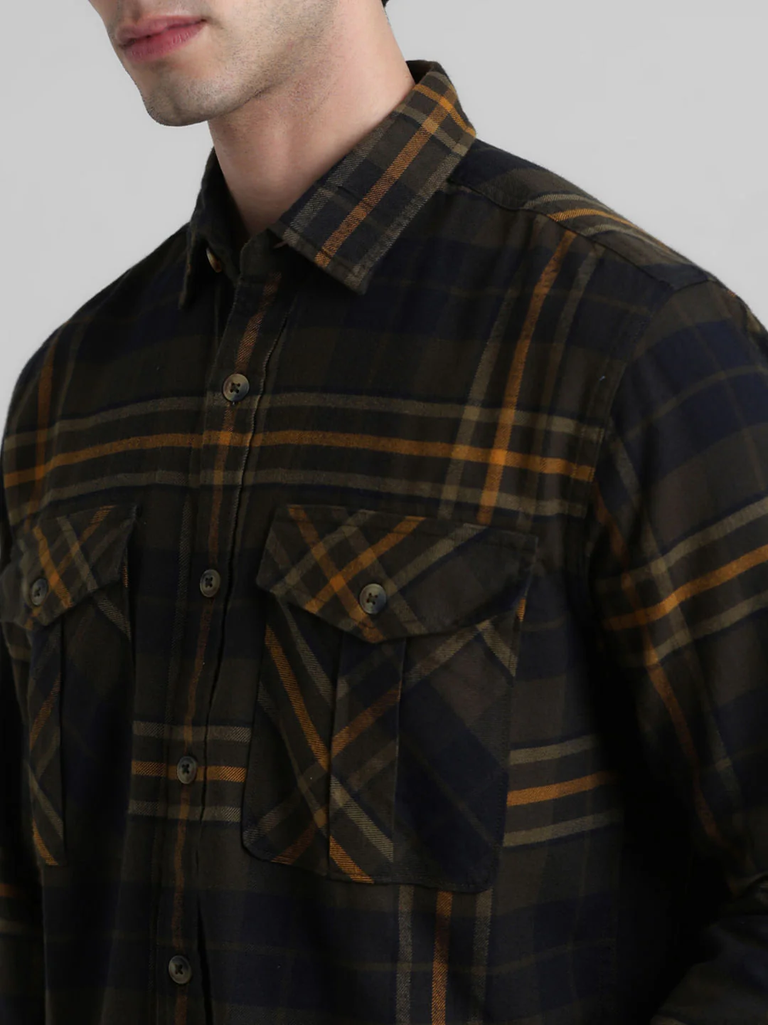 Green Check Print Shirt - Image 5
