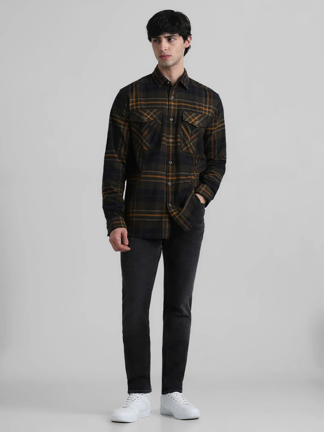 Green Check Print Shirt - Image 6