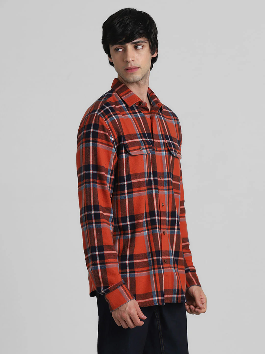 Brown Check Print Full Sleeves Shirt - Image 3