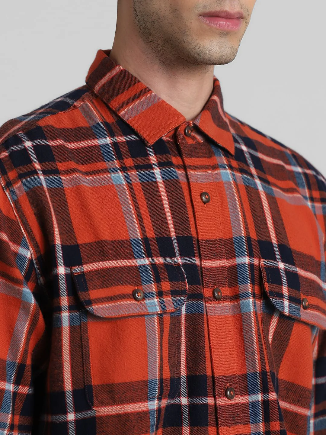 Brown Check Print Full Sleeves Shirt - Image 5