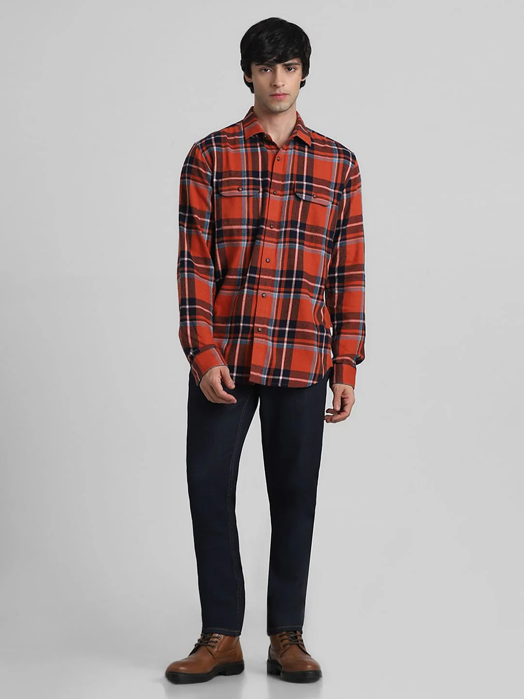 Brown Check Print Full Sleeves Shirt - Image 6
