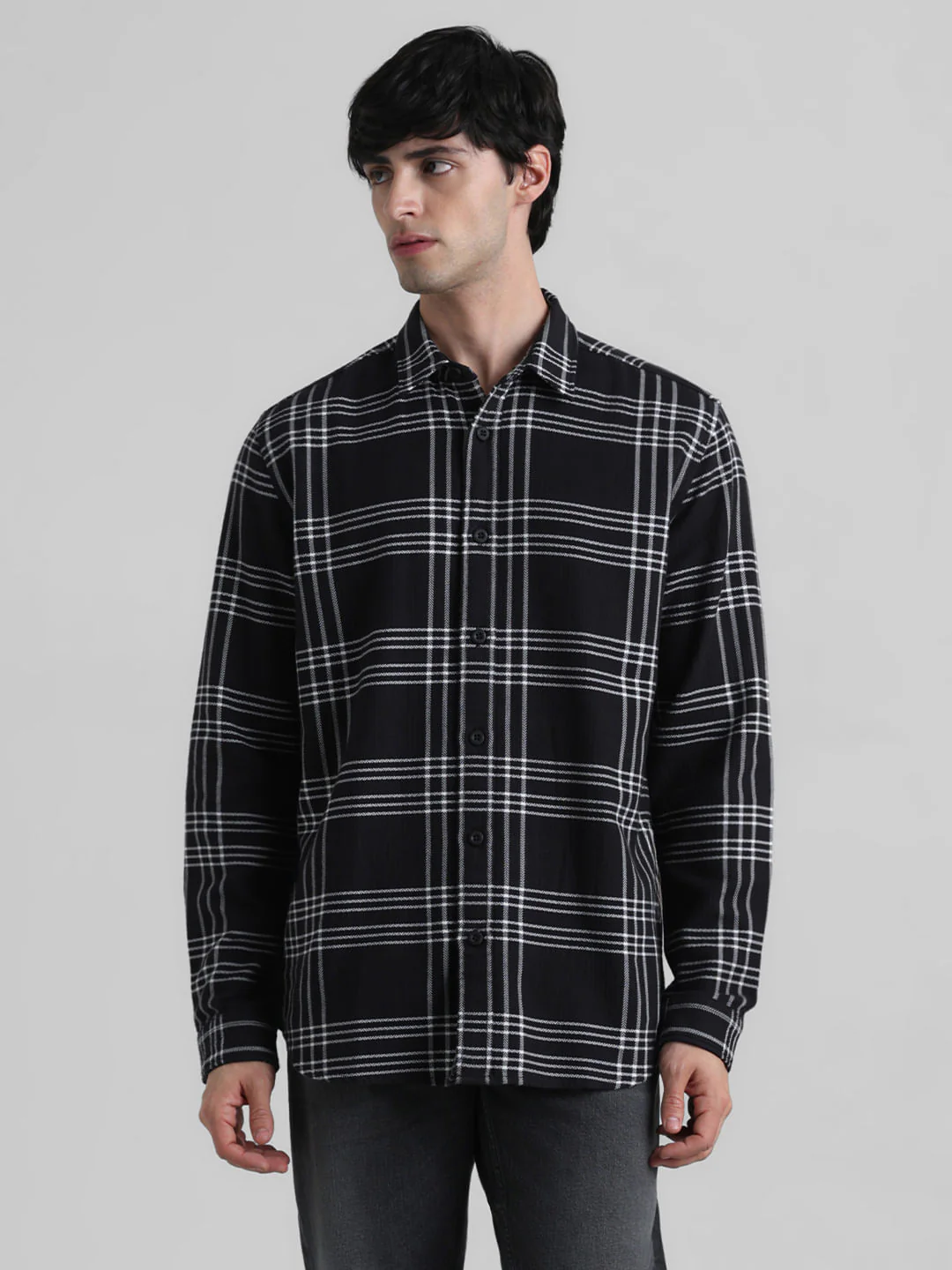 Black Check Print Full Sleeves Shirt - Image 2