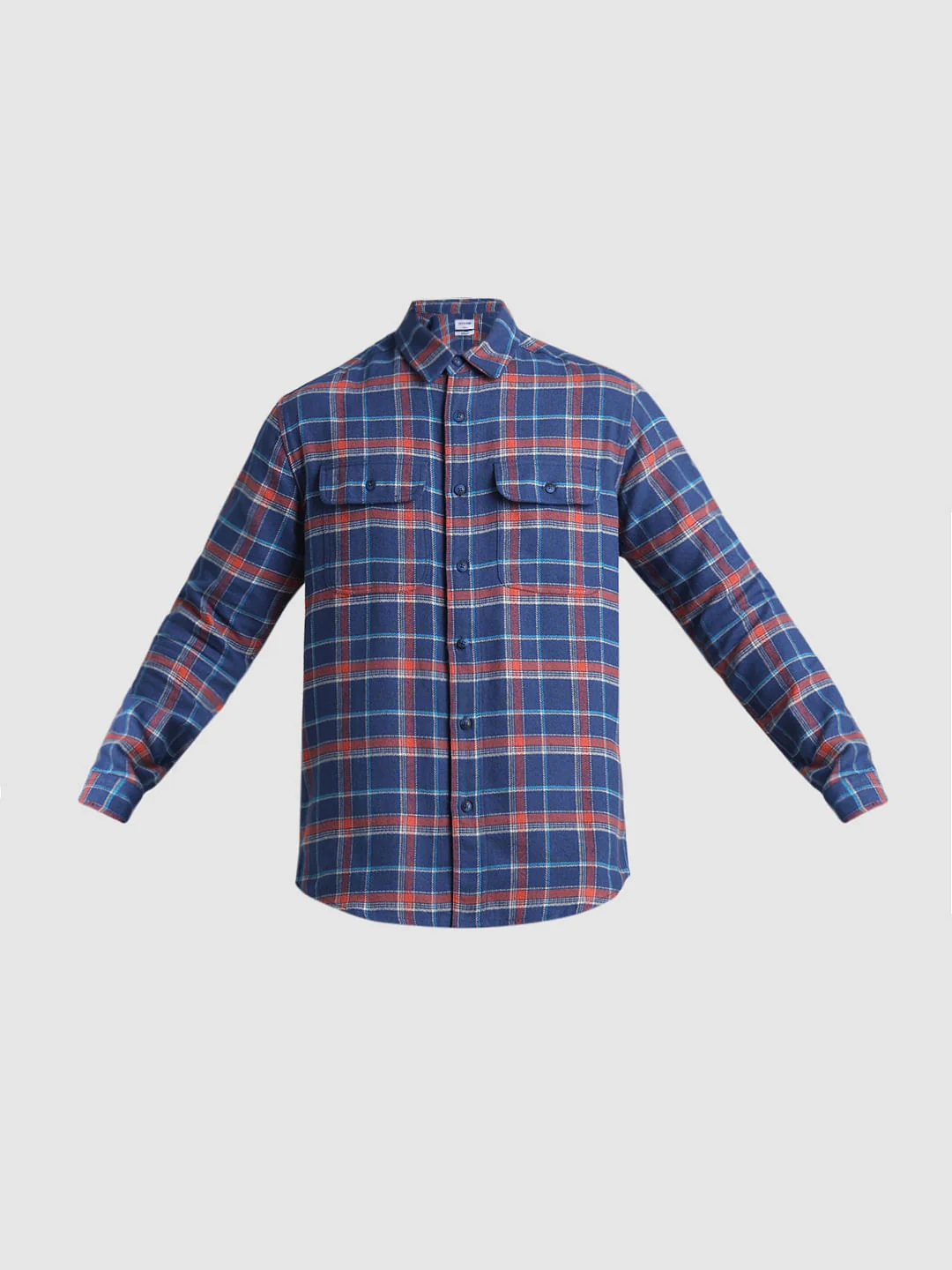 Dark Blue Check Cotton Shirt - Image 7