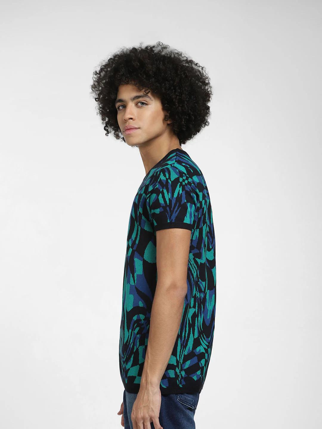 Black All Over Print Knit T-shirt - Image 3