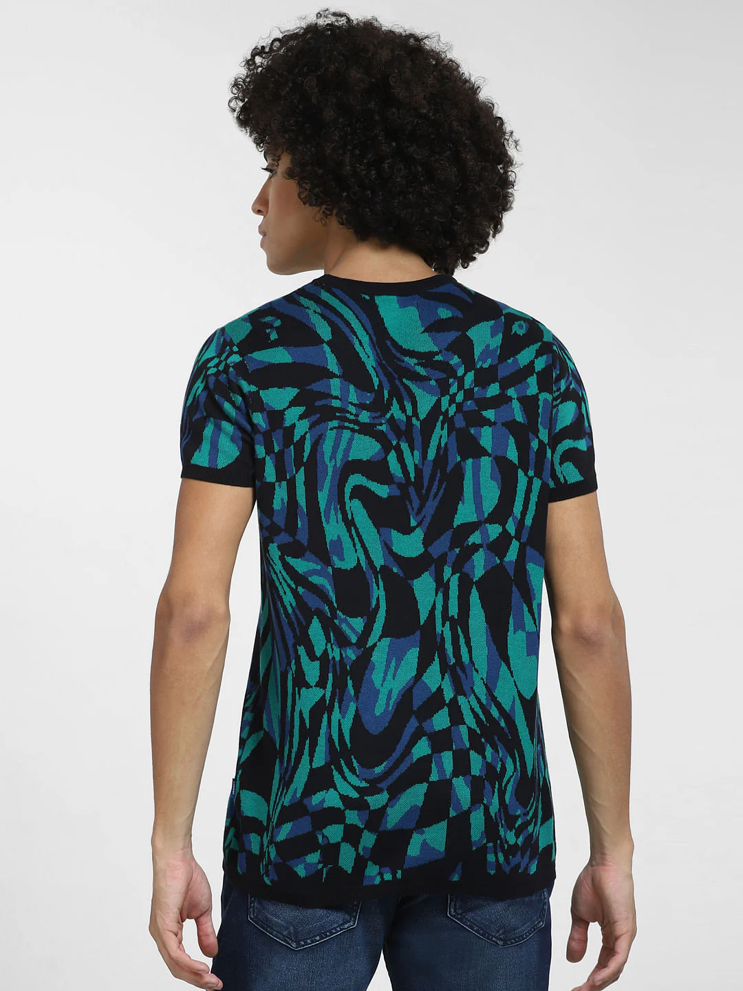 Black All Over Print Knit T-shirt - Image 4