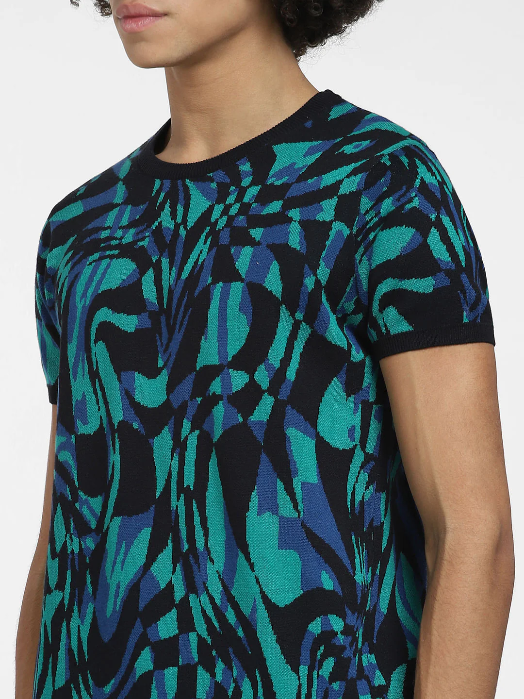 Black All Over Print Knit T-shirt - Image 5