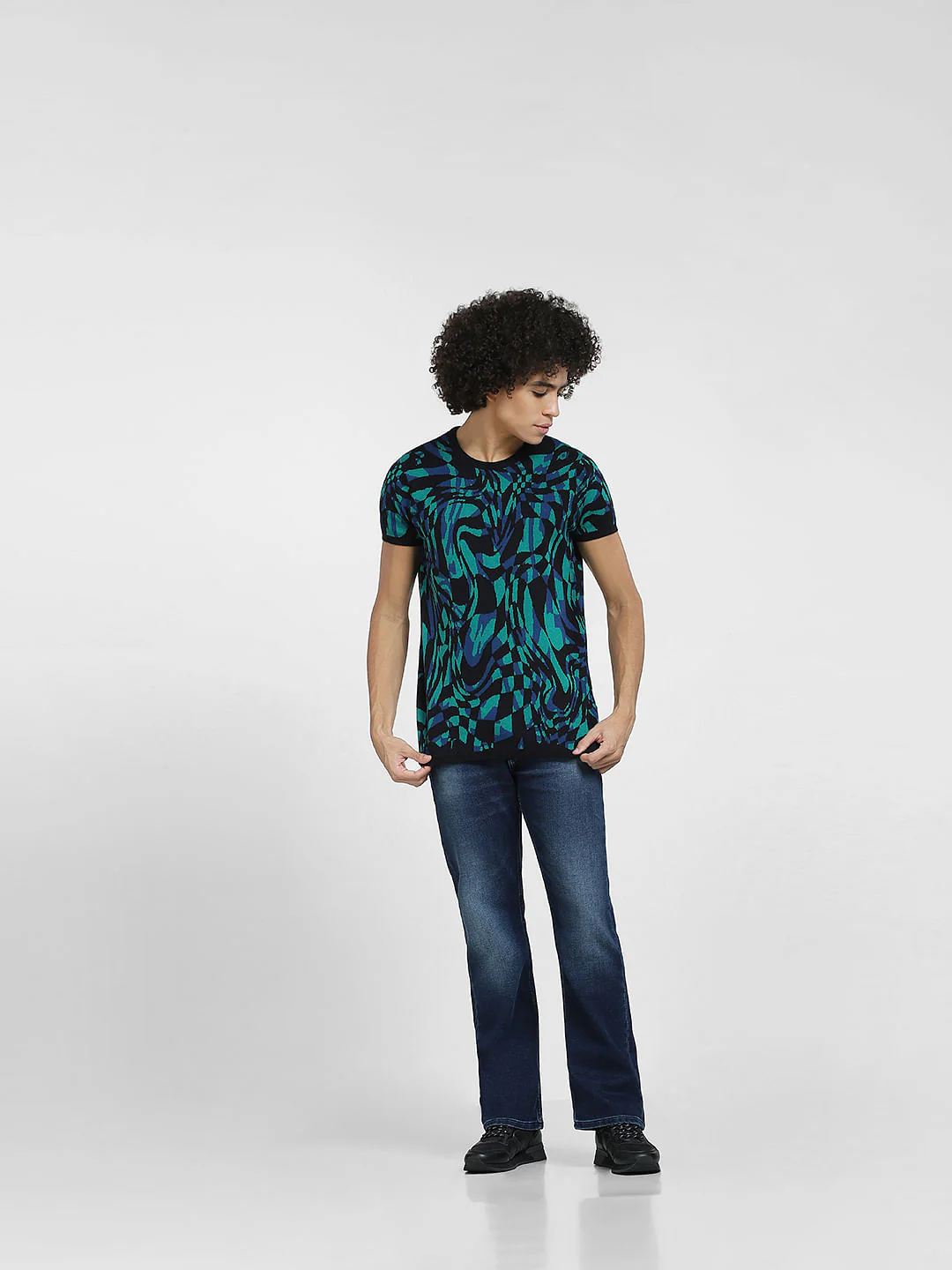 Black All Over Print Knit T-shirt - Image 6