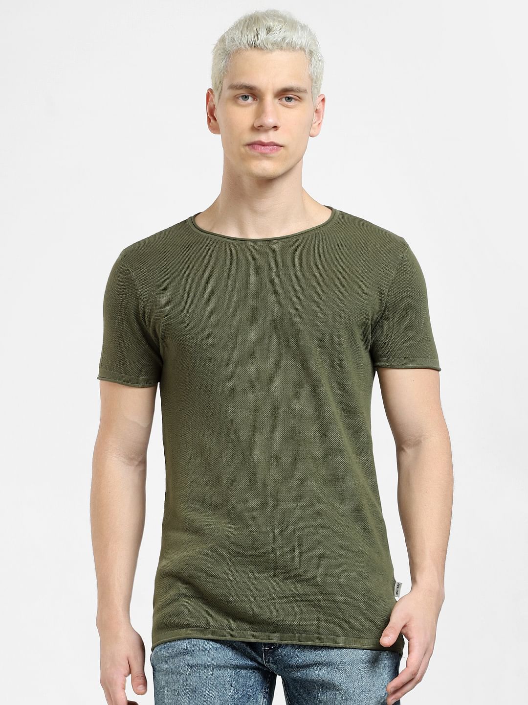 Green Knit Crew Neck T-shirt - Image 2