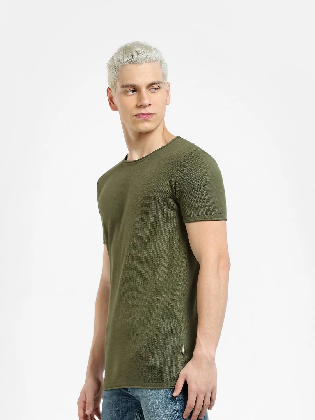 Green Knit Crew Neck T-shirt - Image 3