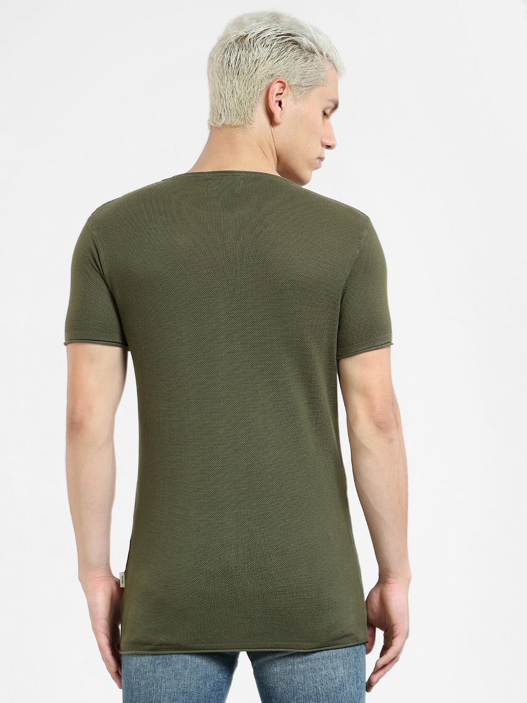 Green Knit Crew Neck T-shirt - Image 4