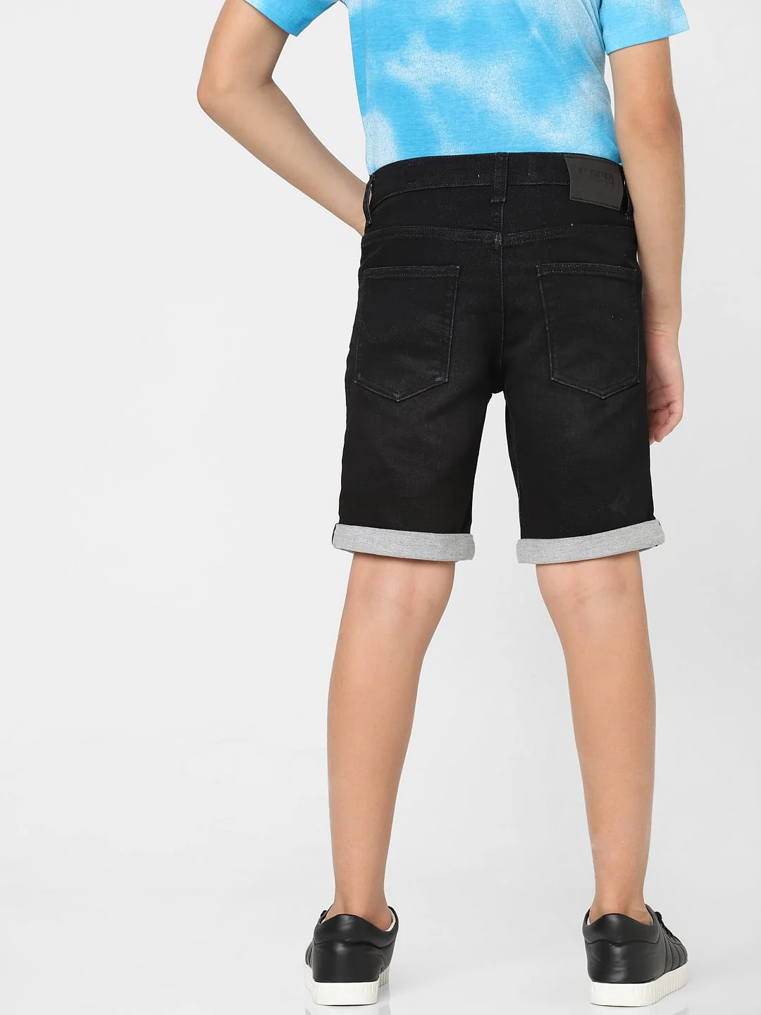 Boys Black Mid Rise Denim Shorts - Image 4