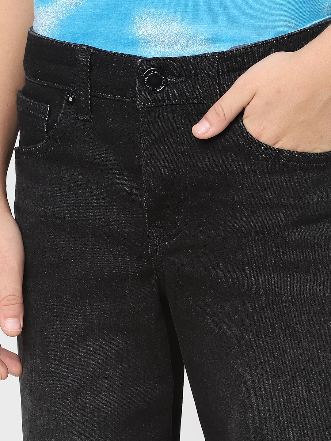 Boys Black Mid Rise Denim Shorts - Image 5