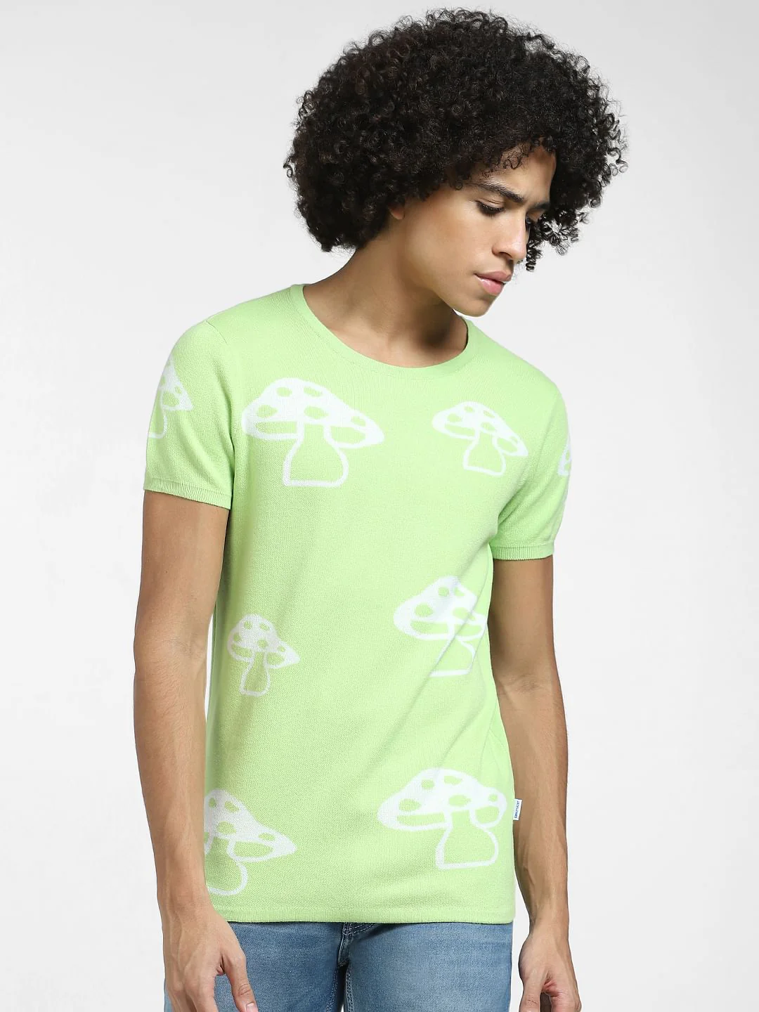 Light Green Printed Knit T-shirt - Image 2