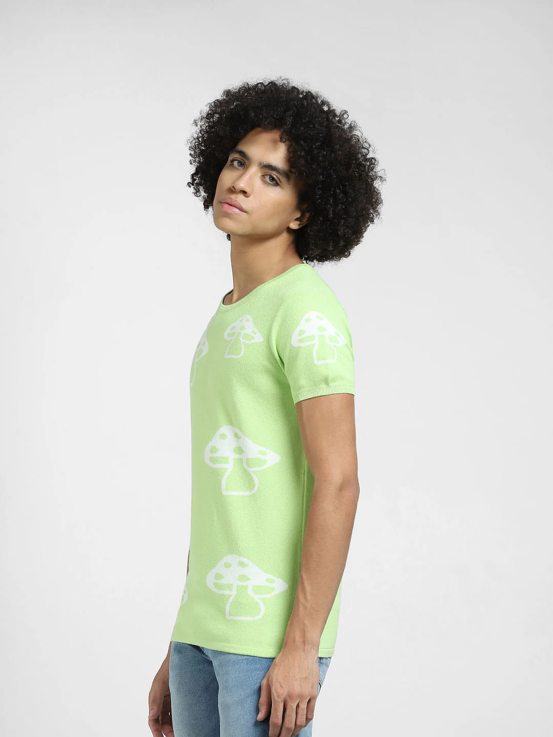 Light Green Printed Knit T-shirt - Image 3