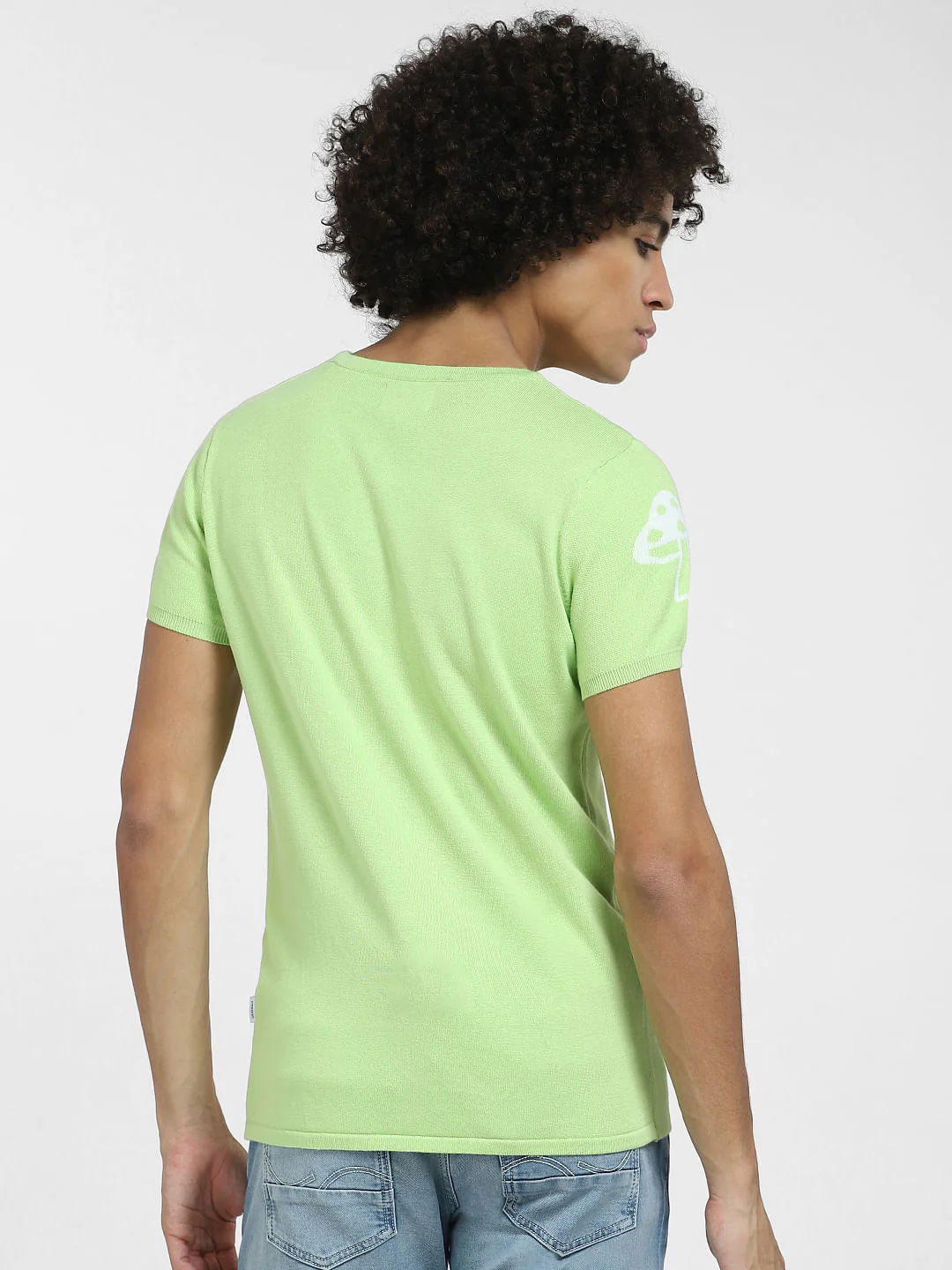 Light Green Printed Knit T-shirt - Image 4