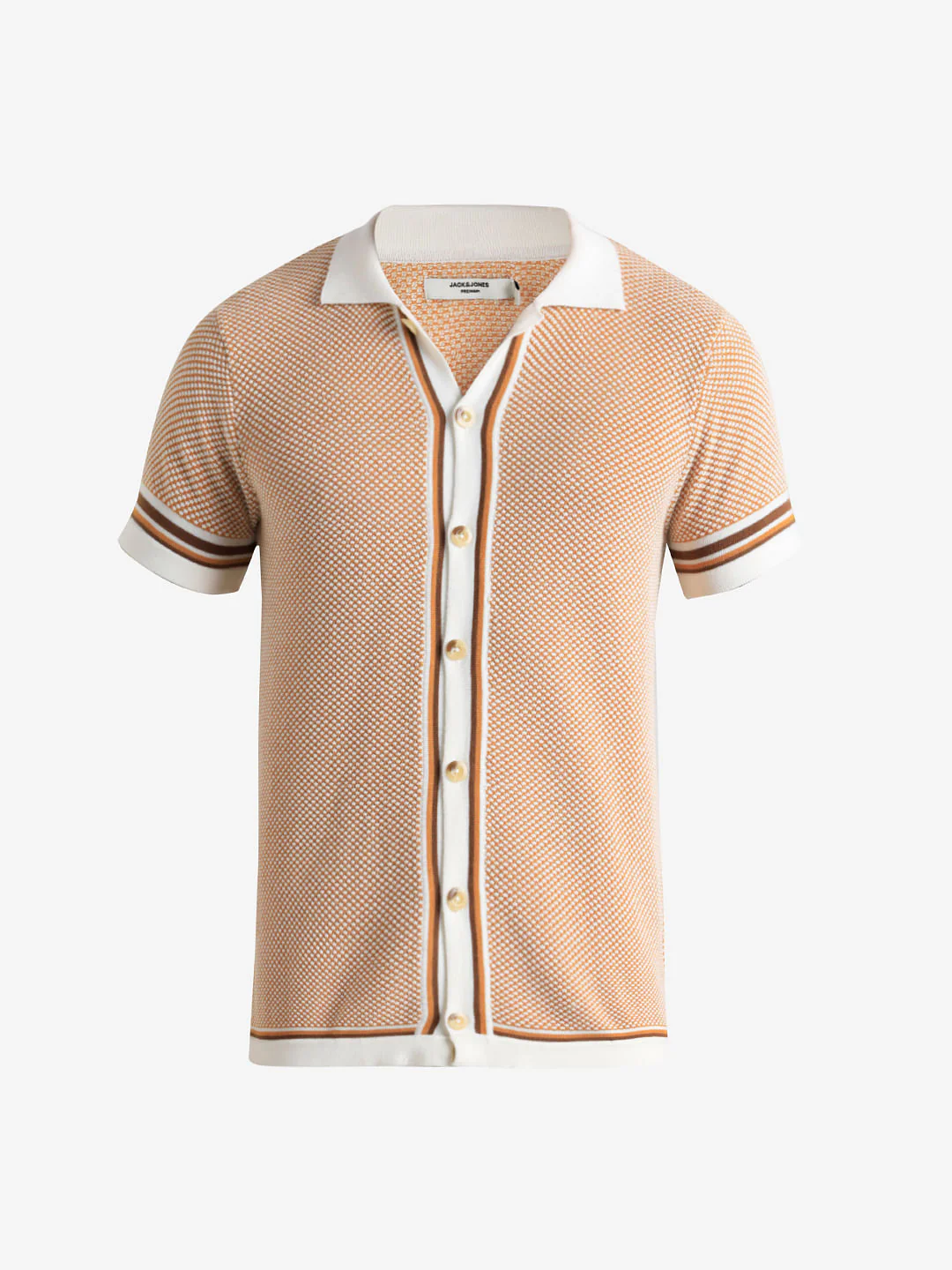 Yellow Knit Front Open Polo T-shirt - Image 7