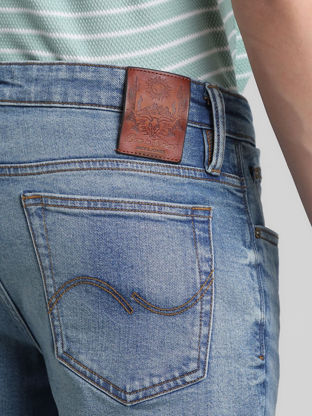 Blue Low Rise Washed Glenn Slim Fit Jeans - Image 5