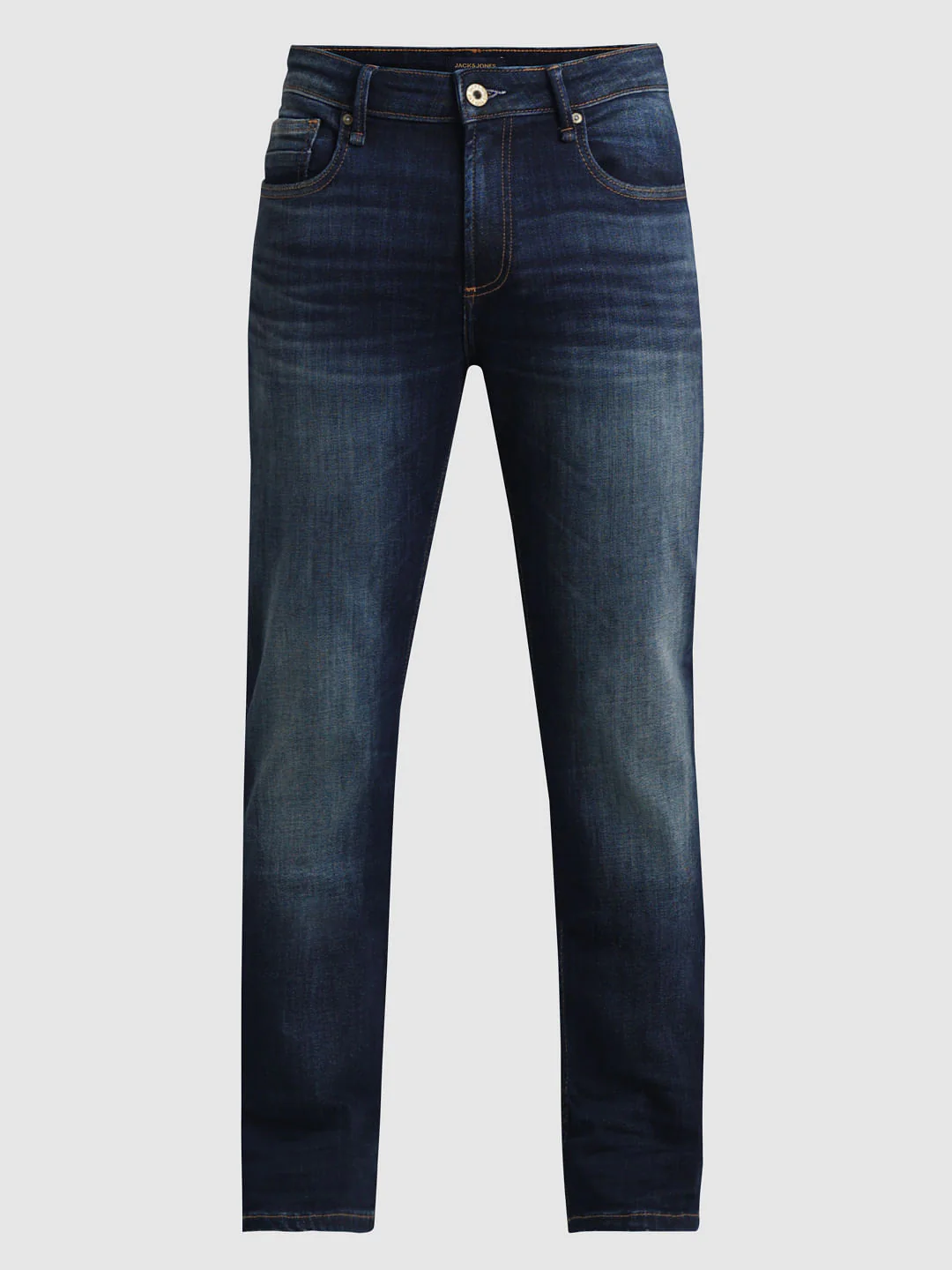 Dark Blue Mid Rise Washed Clark Regular Fit Jeans - Image 7