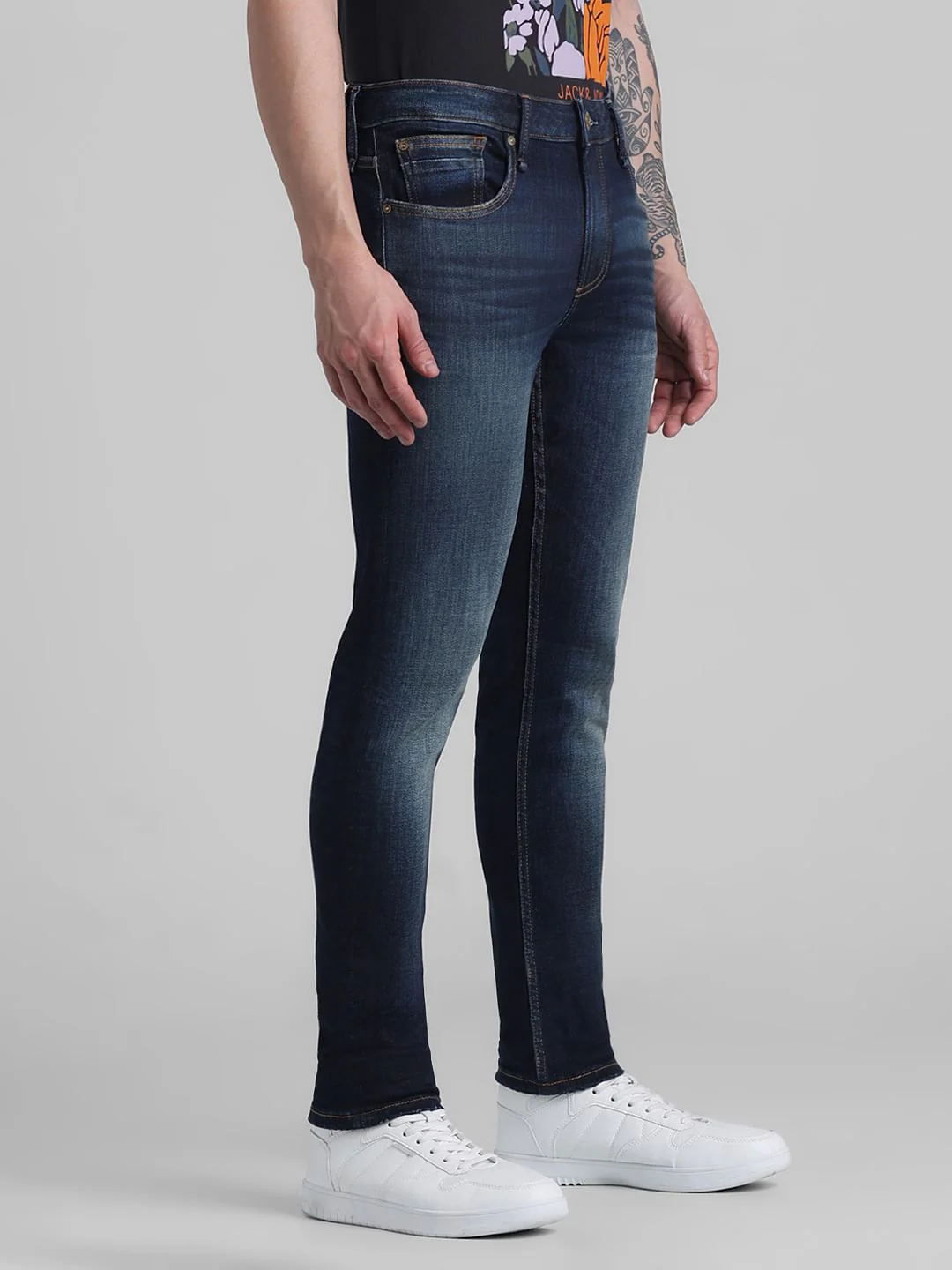 Dark Blue Low Rise Washed Ben Skinny Jeans - Image 2