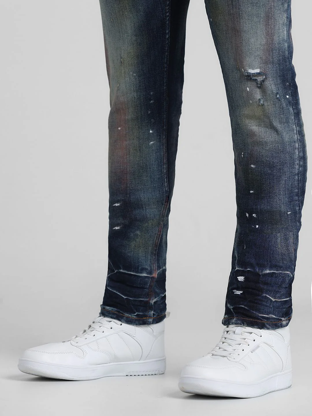 Dark Blue Low Rise Distressed Glenn Slim Fit Jeans - Image 6