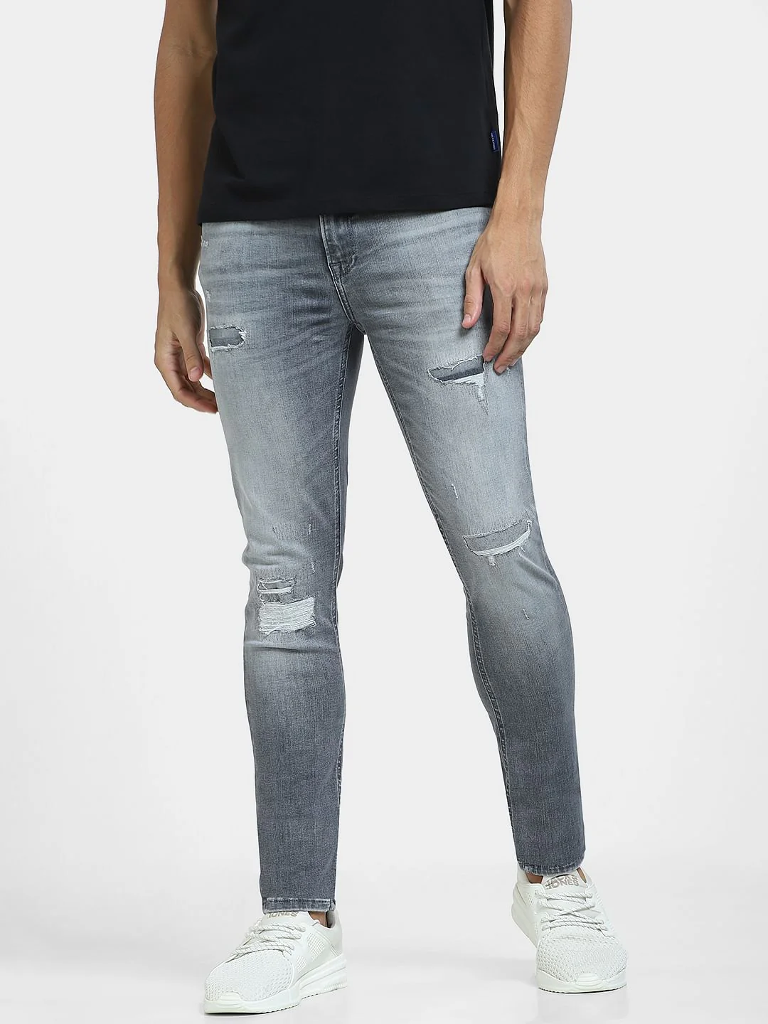 Grey Low Rise Distressed Liam Skinny Jeans - Image 2