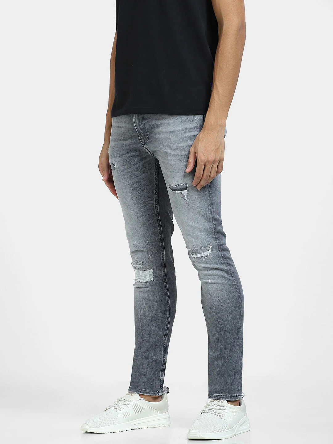 Grey Low Rise Distressed Liam Skinny Jeans - Image 3