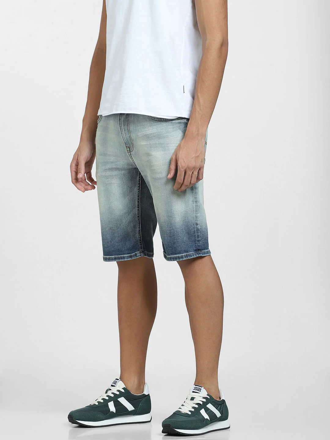 B Blue Mid Rise Denim Shorts - Image 3