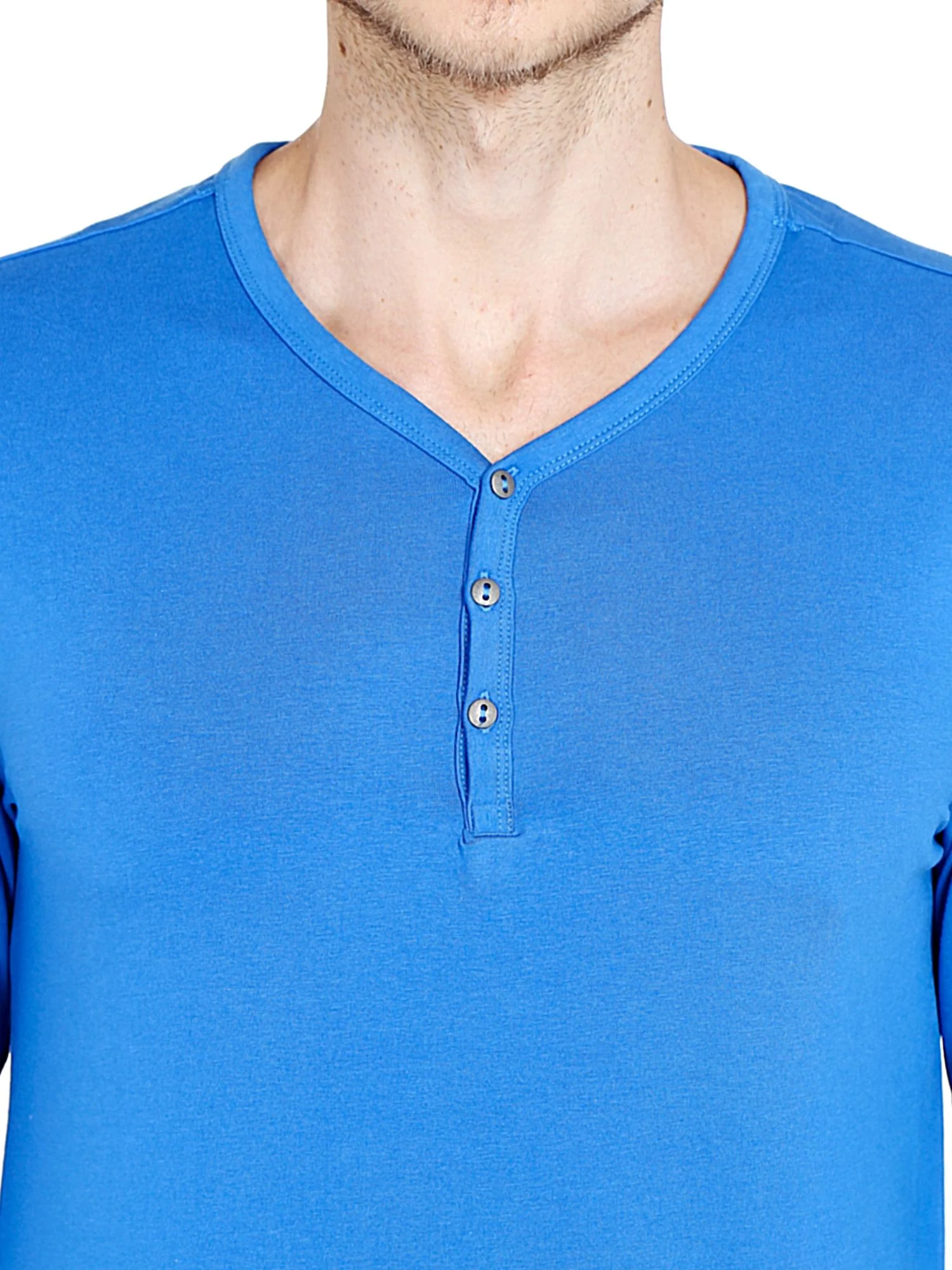 Blue Slim Fit Henley T-Shirt - Image 6