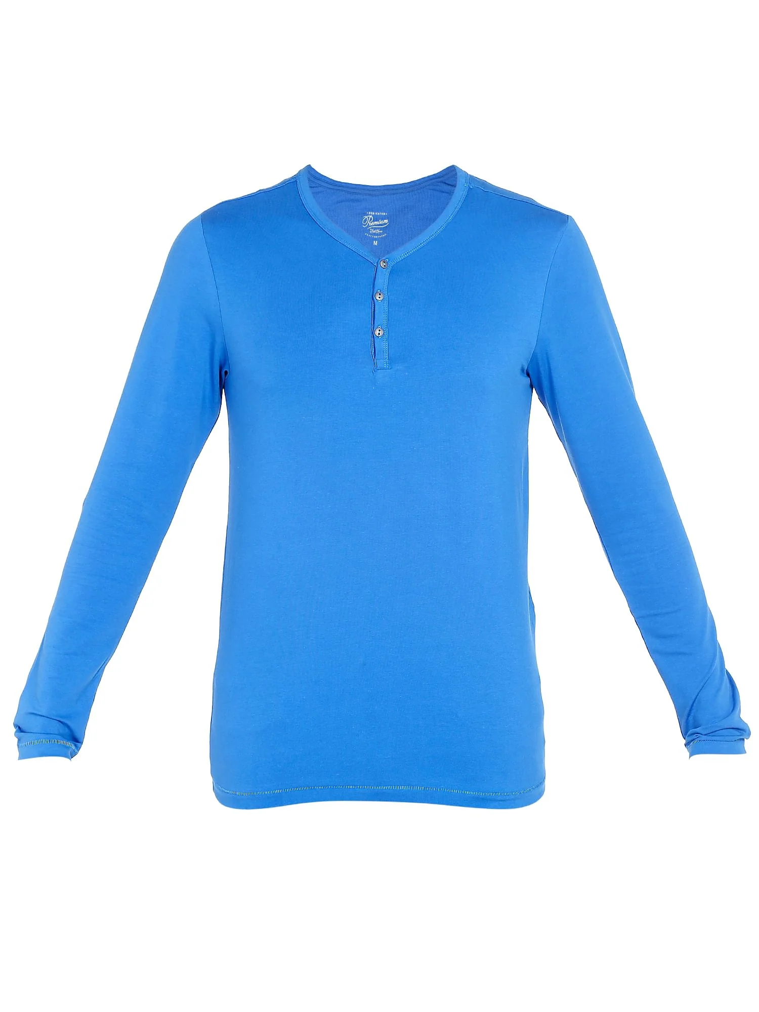Blue Slim Fit Henley T-Shirt - Image 7