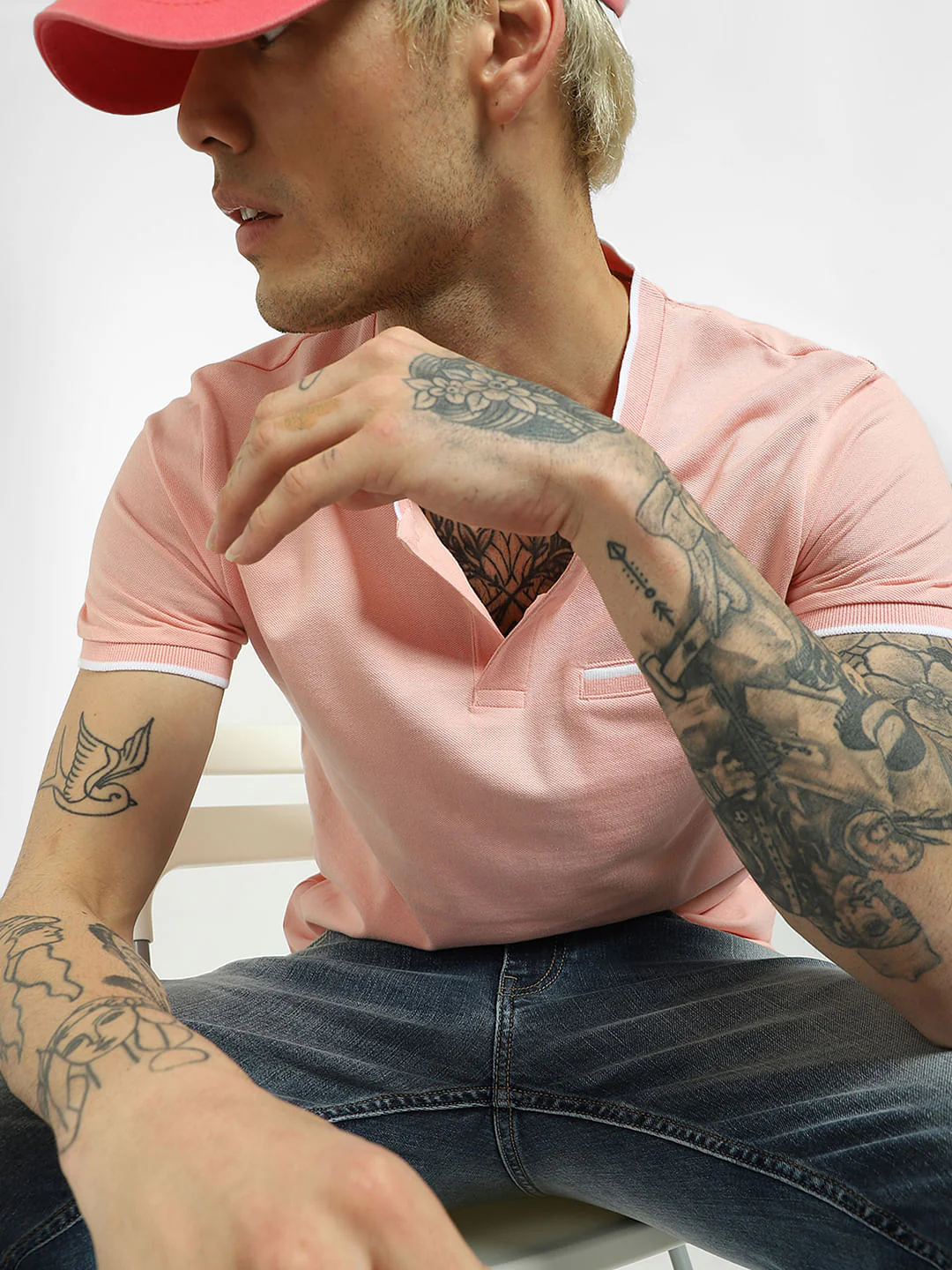 Pink Henley T-shirt