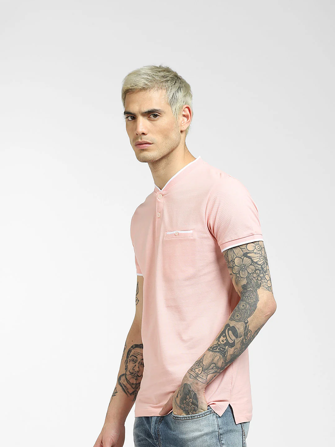 Pink Henley T-shirt - Image 3