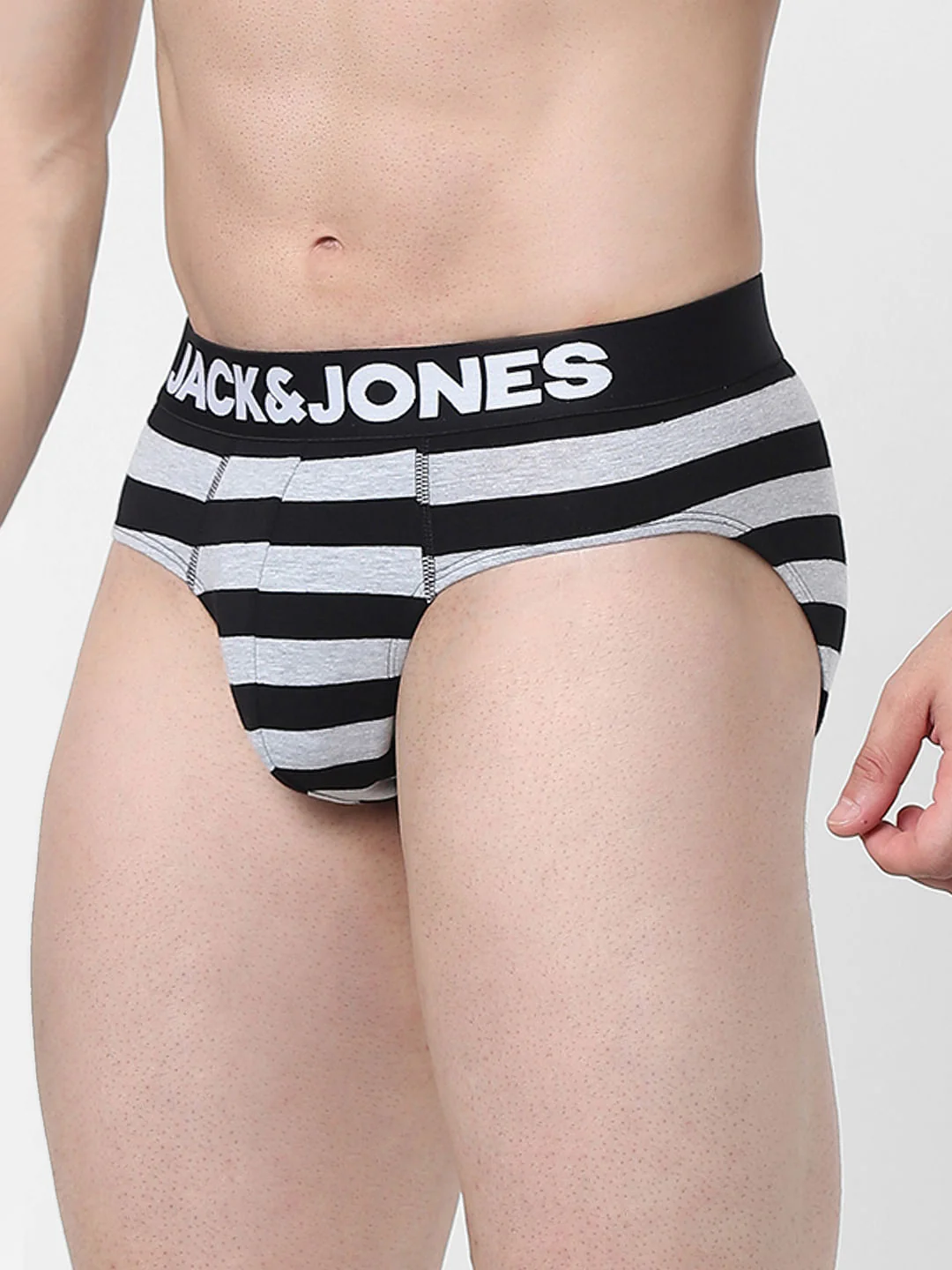 Black & Grey Striped Briefs - Image 2